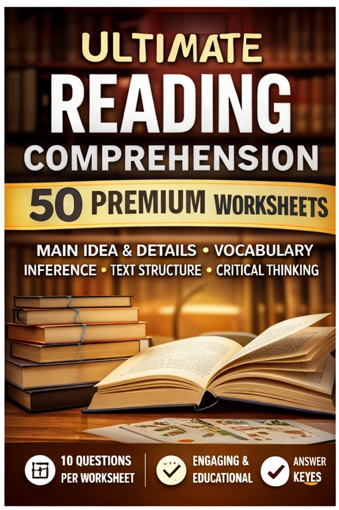 Ultimate Reading Comprehension Worksheet Pack (50 Passages + Questions + Answer Keys)